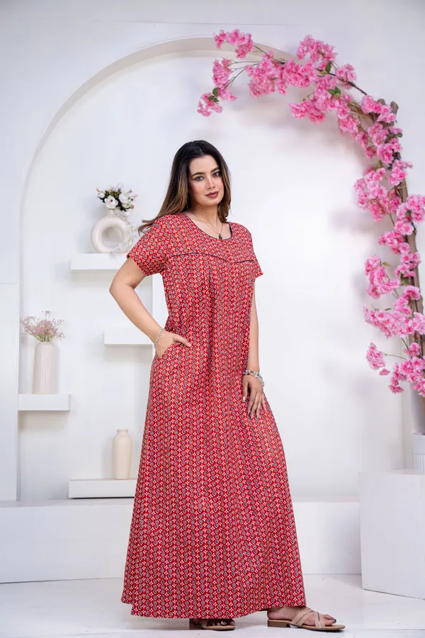 Drop-Buti-Red_Procian-Print_Pure_Cotton_NightGown