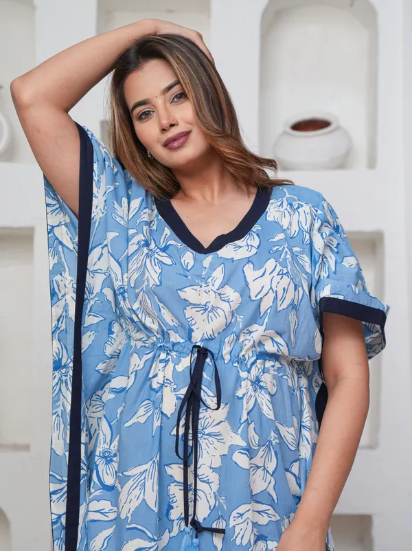 Pastel_Flower_Sky_Blue_LoungeWear_Pure_Cotton_Kaftan