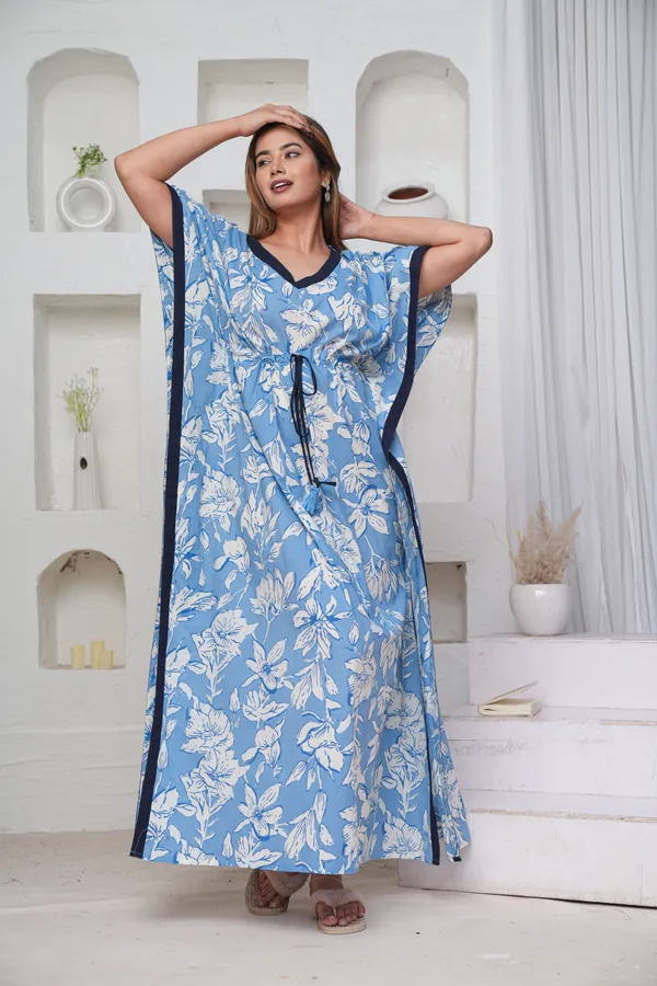 Pastel_Flower_Sky_Blue_LoungeWear_Pure_Cotton_Kaftan