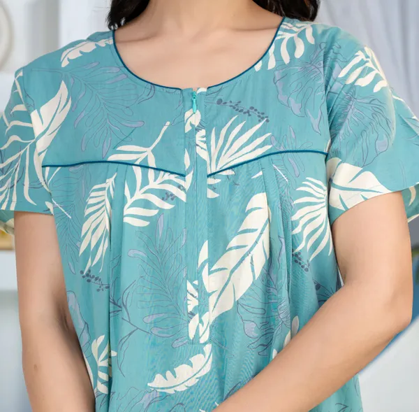 Plum-Leaf-Sea_Green_Discharge-Print_Pure_Cotton_NightGown