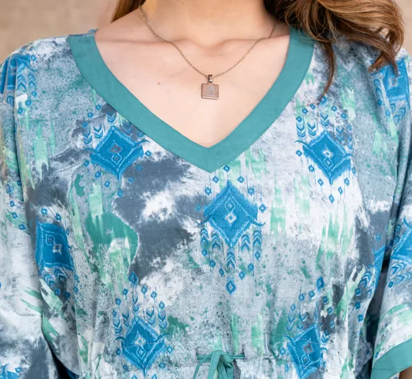 Ikkat_Blue_Grey_LoungeWear_Pure_Cotton_Kaftan