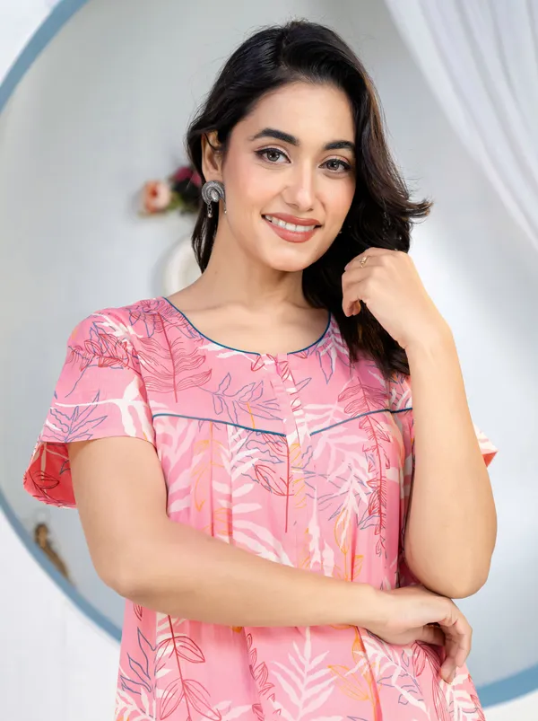 Patravali-Pink_Discharge-Print_Pure_Cotton_NightGown