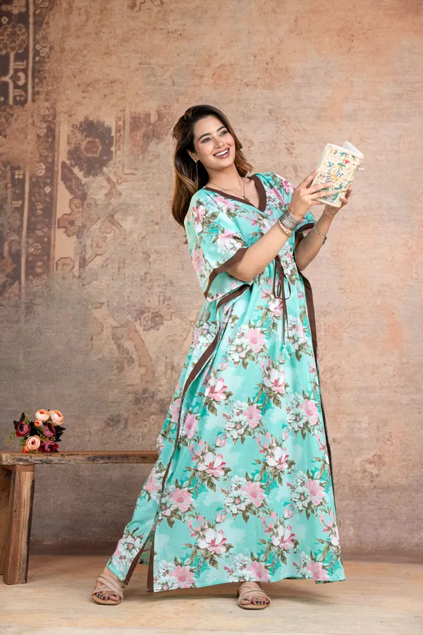 Blossam_Flower_Green_LoungeWear_Pure_Cotton_Kaftan