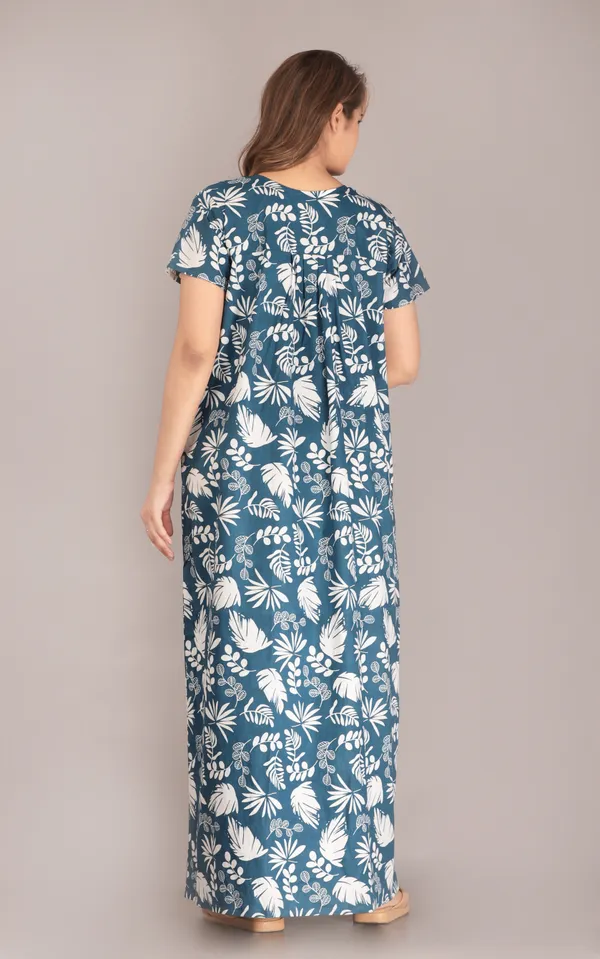 PineLeaf-Blue_Procian-Print_Pure_Cotton_NightGown