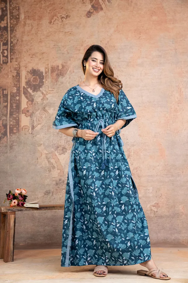 Lotus_Leaves_Blue_LoungeWear_Pure_Cotton_Kaftan