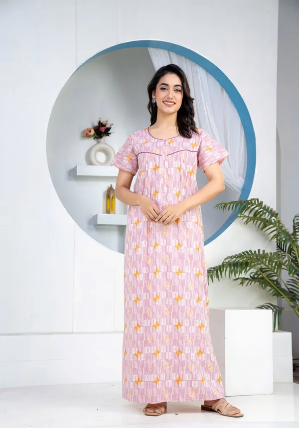 Grid-Buta-Mauve_Discharge-Print_Pure_Cotton_NightGown
