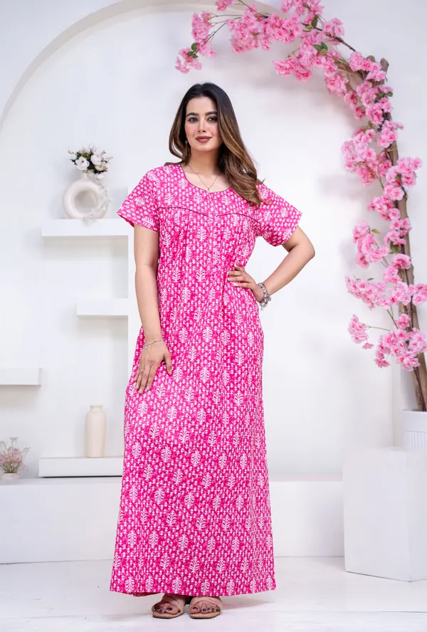 Fern-Pink_Procian-Print_Pure_Cotton_NightGown