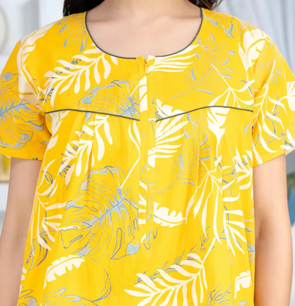 Plum-Leaf-Yellow_Discharge-Print_Pure_Cotton_NightGown