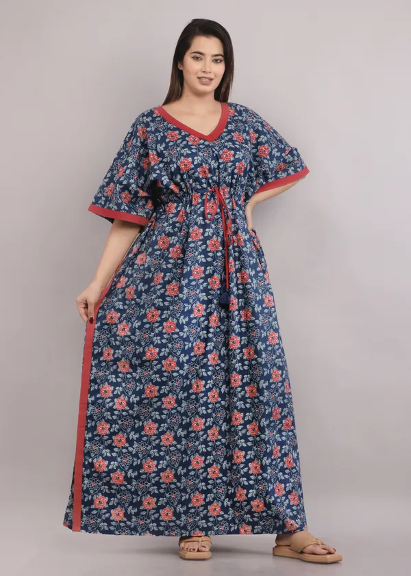 Ice_Flower-Navy_Blue_LoungeWear_Pure_Cotton_Kaftan
