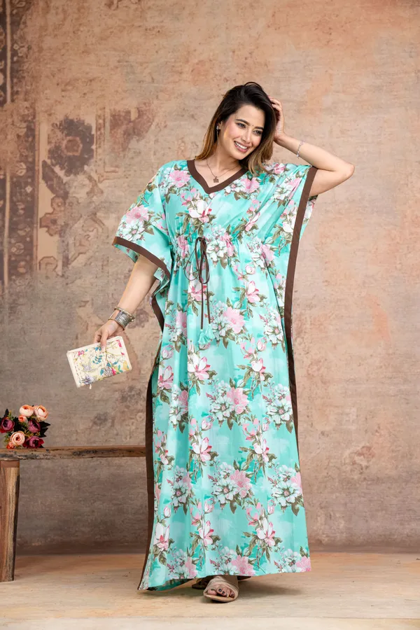 Blossam_Flower_Green_LoungeWear_Pure_Cotton_Kaftan