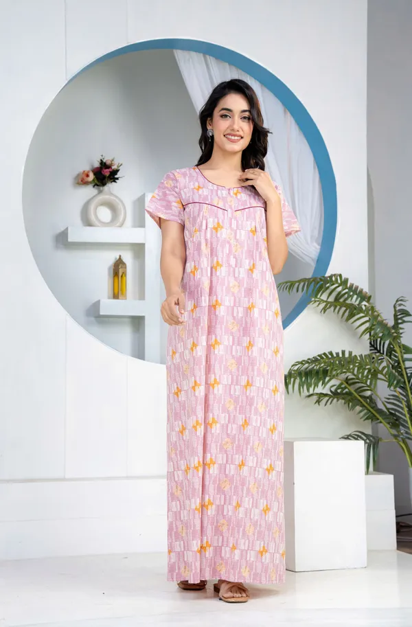 Grid-Buta-Mauve_Discharge-Print_Pure_Cotton_NightGown