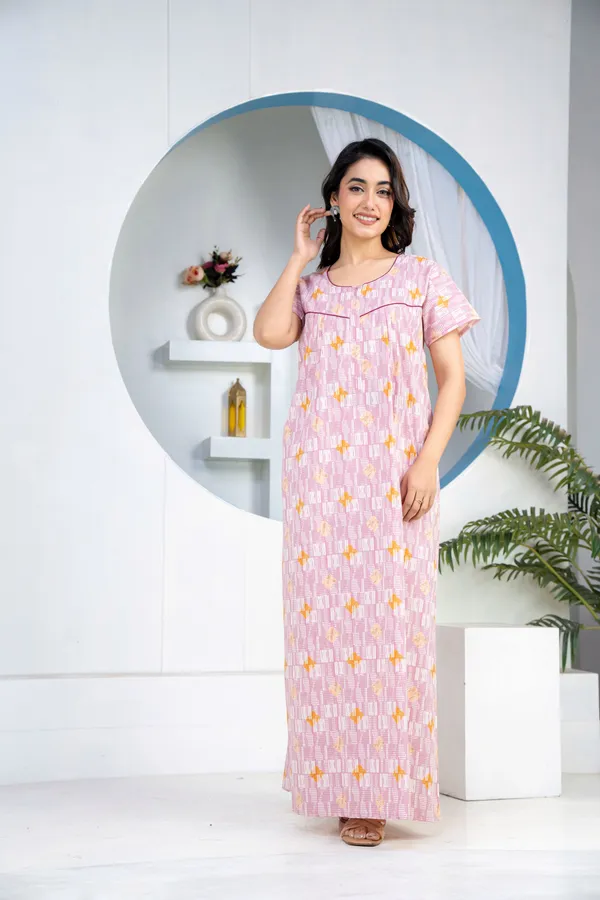 Grid-Buta-Mauve_Discharge-Print_Pure_Cotton_NightGown