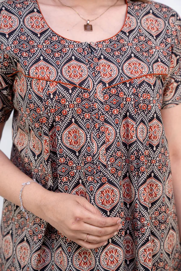 Ajrakh-Black_Procian-Print_Pure_Cotton_NightGown