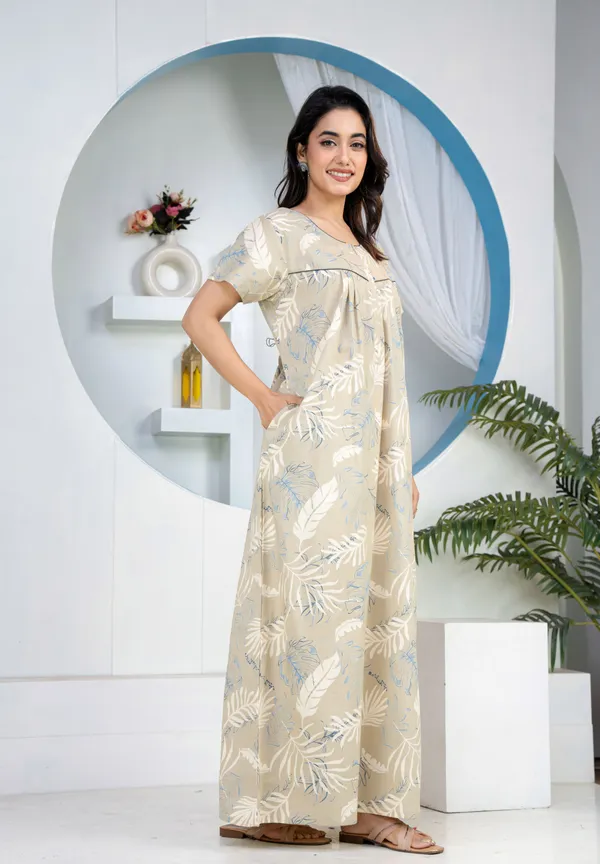 Plum-Leaf-Grey_Discharge-Print_Pure_Cotton_NightGown