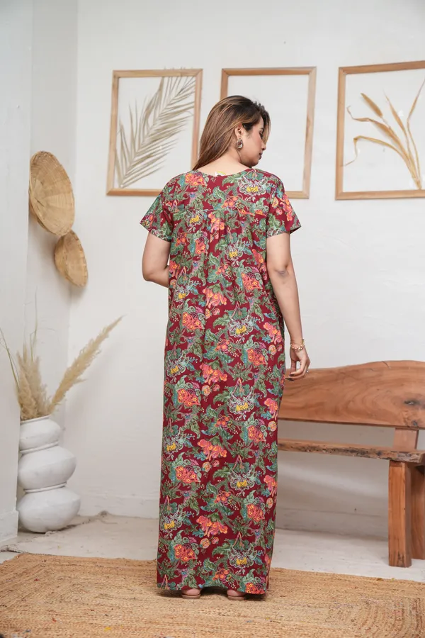 Palaash_Maroon_Discharge-Print_Pure_Cotton_NightGown