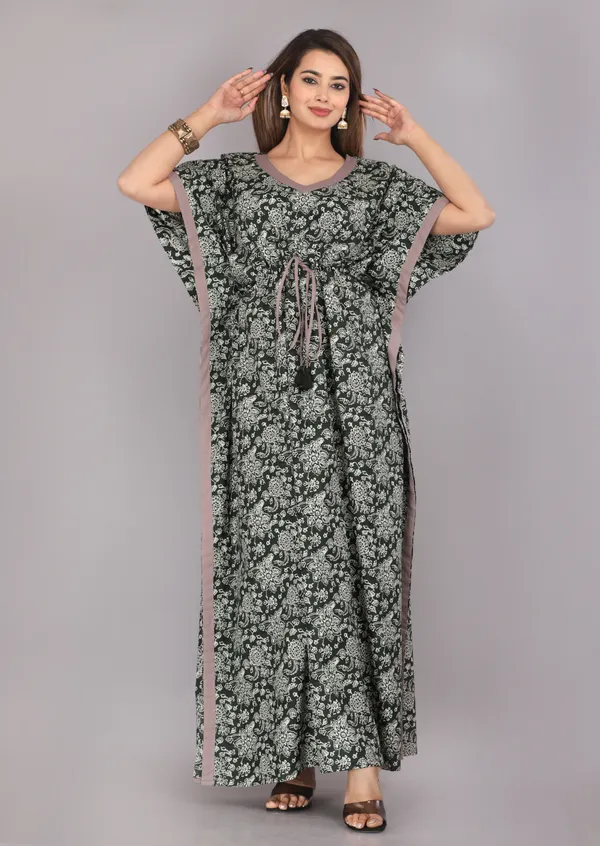 Chakra-Flower-Green_LoungeWear_Pure_Cotton_Kaftan