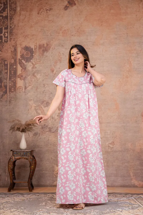 Petals-Sketch-Mauve_Discharge-Print_Pure_Cotton_NightGown