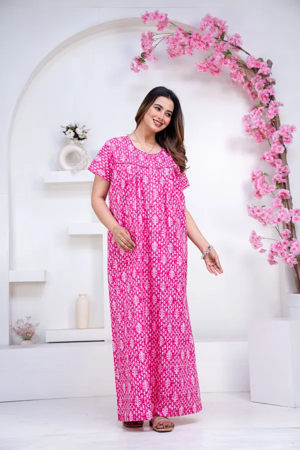 Fern-Pink_Procian-Print_Pure_Cotton_NightGown