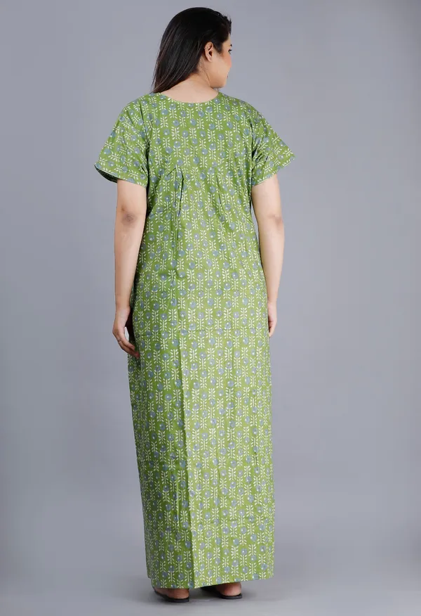 Flower-Green_Procian-Print_Pure_Cotton_NightGown