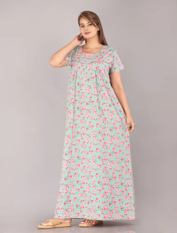 Cherry-Blossam-Sea_Green_Discharge-Print_Pure_Cotton_NightGown