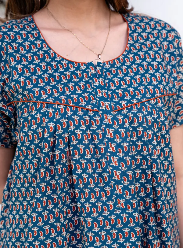 Mango-Buti-Teal_Procian-Print_Pure_Cotton_NightGown