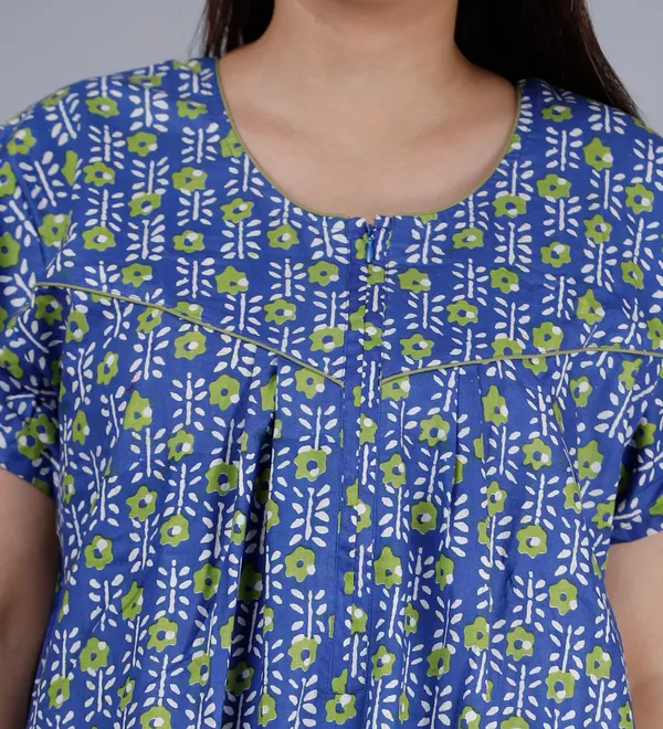 Flower-Blue_Procian-Print_Pure_Cotton_NightGown