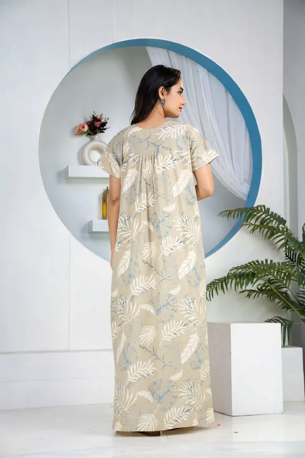 Plum-Leaf-Grey_Discharge-Print_Pure_Cotton_NightGown