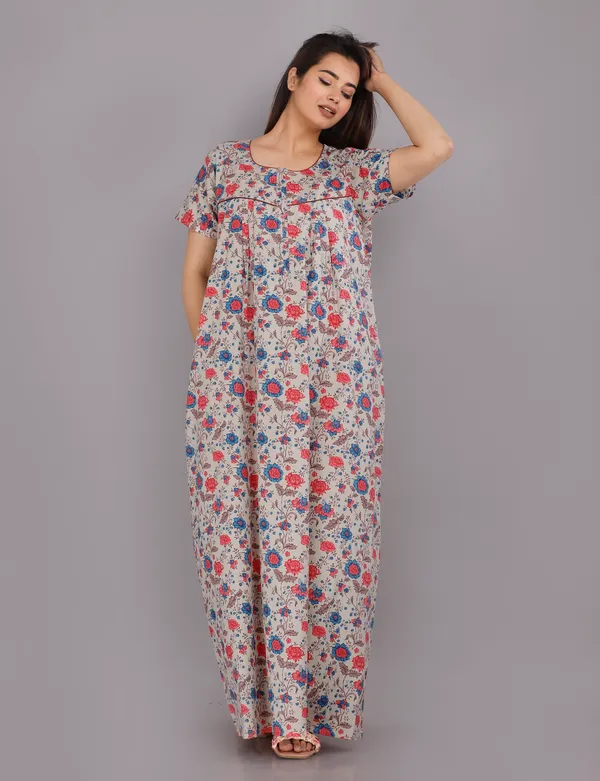 Eight_Colour_Flower-Grey_Discharge-Print_Pure_Cotton_NightGown