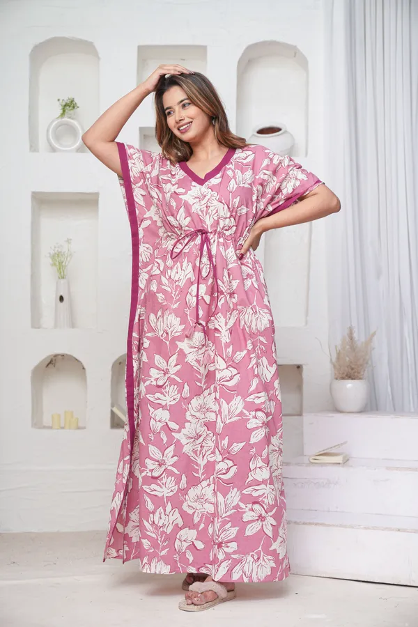 Pastel_Flower_Rose_LoungeWear_Pure_Cotton_Kaftan