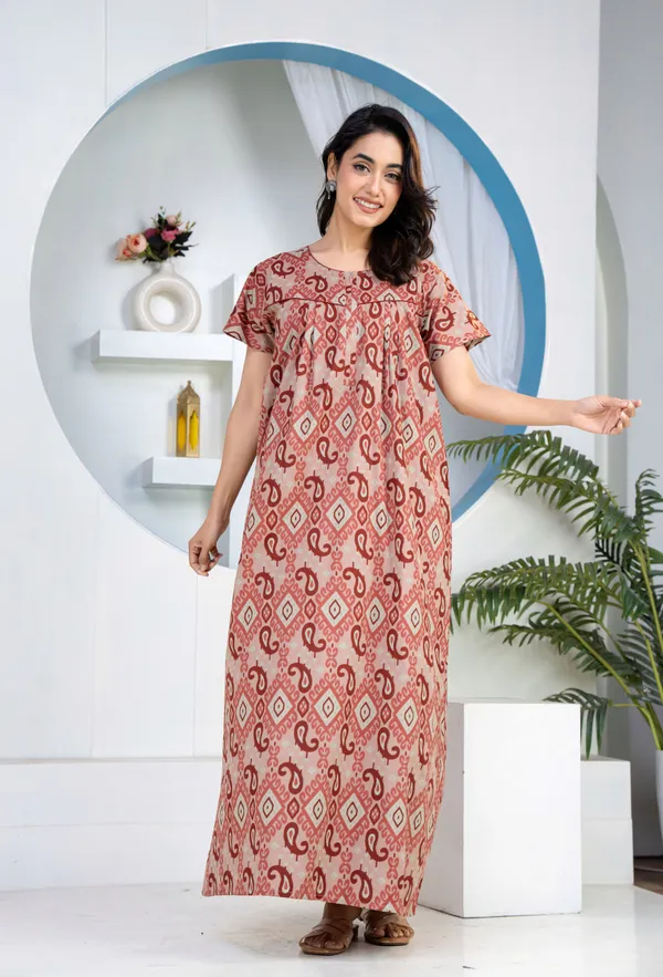 Ikkat-Kairy-Rust_Discharge-Print_Pure_Cotton_NightGown