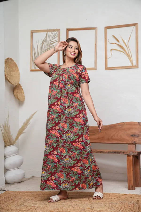 Palaash_Maroon_Discharge-Print_Pure_Cotton_NightGown