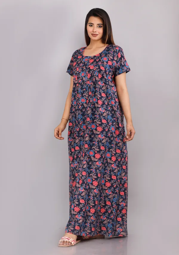Eight_Colour_Flower-Navy_Blue_Discharge-Print_Pure_Cotton_NightGown