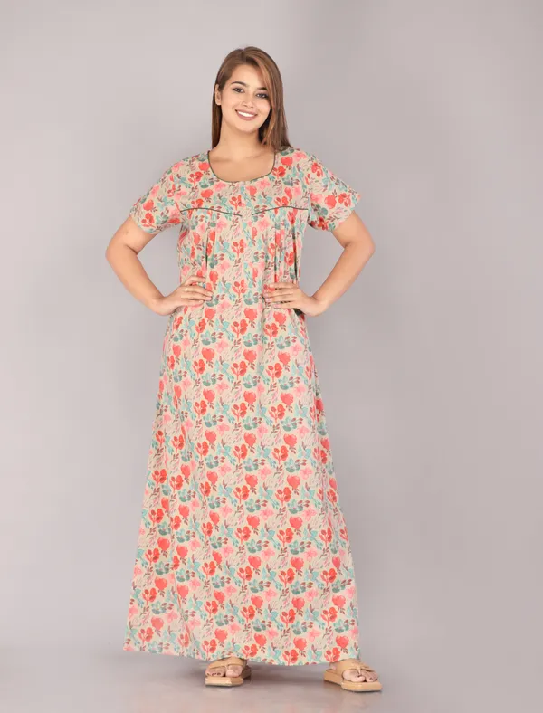 Bell_Flower-Grey_Discharge-Print_Pure_Cotton_NightGown