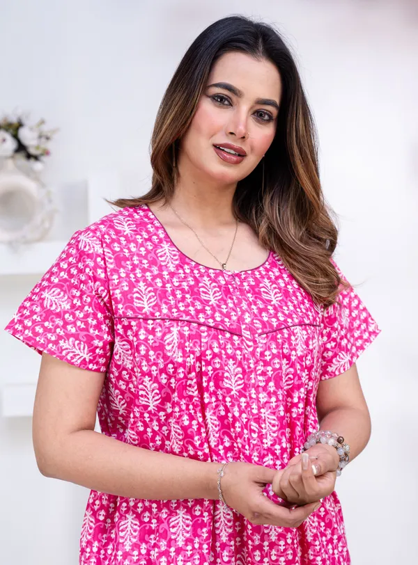 Fern-Pink_Procian-Print_Pure_Cotton_NightGown