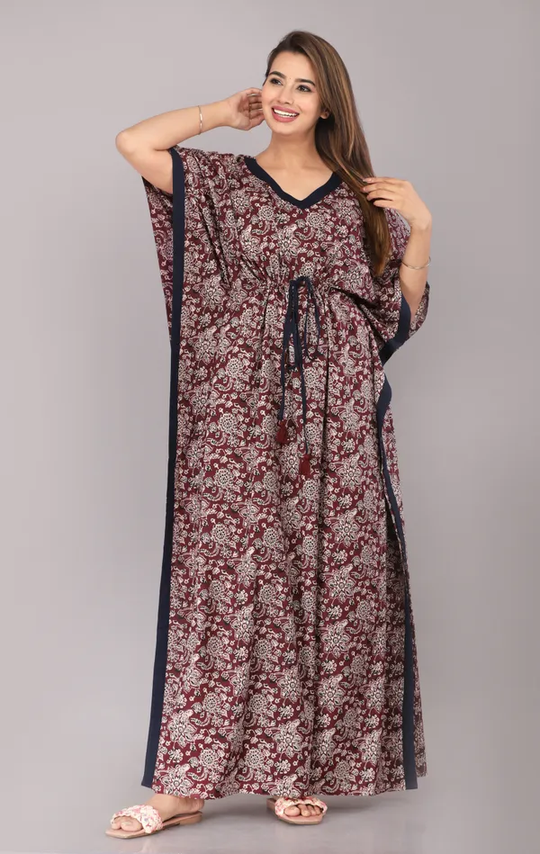Chakra-Flower-Maroon_LoungeWear_Pure_Cotton_Kaftan