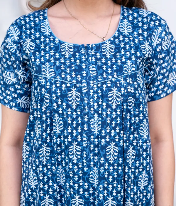 Fern-Blue_Procian-Print_Pure_Cotton_NightGown