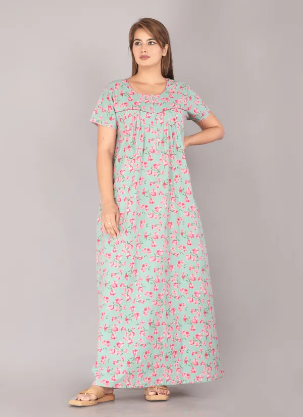 Cherry-Blossam-Sea_Green_Discharge-Print_Pure_Cotton_NightGown