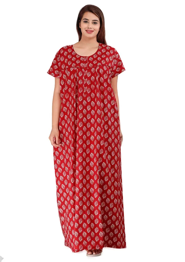 Gulmohar-Red_Procian-Print_Pure_Cotton_NightGown