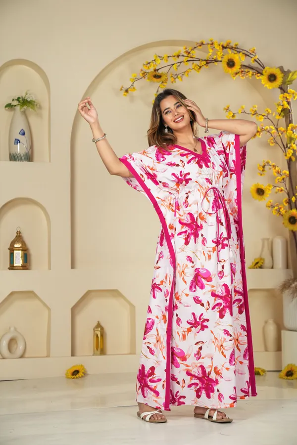 Spray_Flower_Pink_LoungeWear_Pure_Cotton_Kaftan
