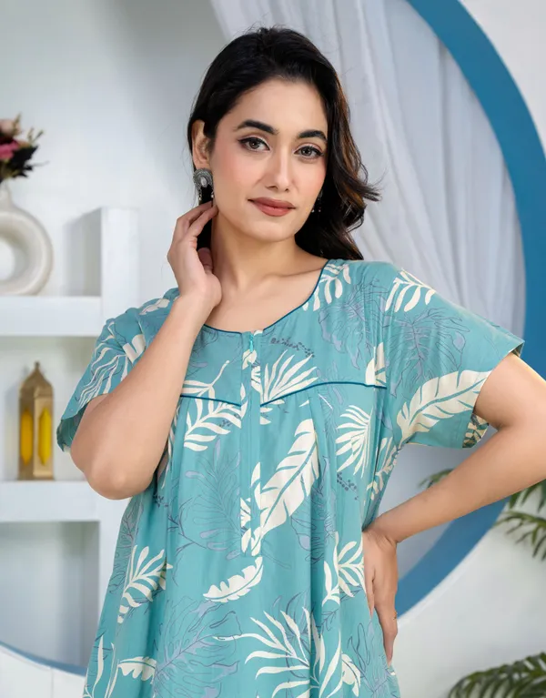 Plum-Leaf-Sea_Green_Discharge-Print_Pure_Cotton_NightGown