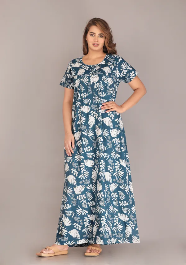 PineLeaf-Blue_Procian-Print_Pure_Cotton_NightGown