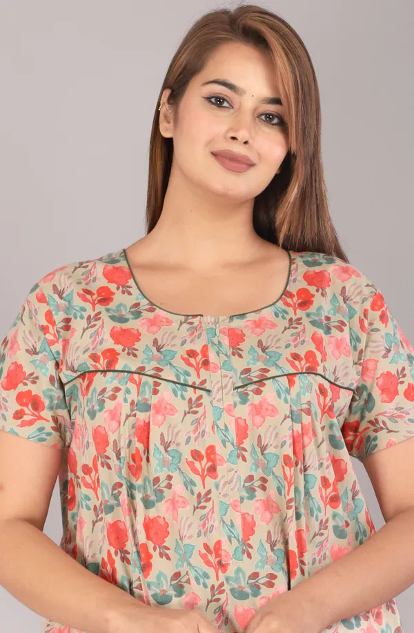 Bell_Flower-Grey_Discharge-Print_Pure_Cotton_NightGown