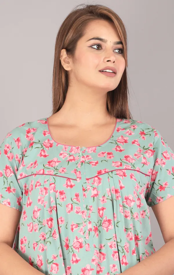 Cherry-Blossam-Sea_Green_Discharge-Print_Pure_Cotton_NightGown