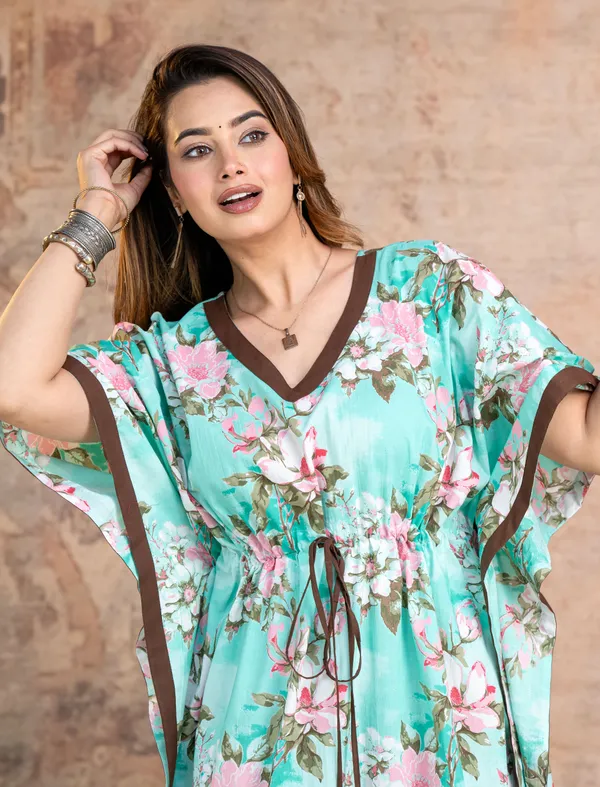 Blossam_Flower_Green_LoungeWear_Pure_Cotton_Kaftan