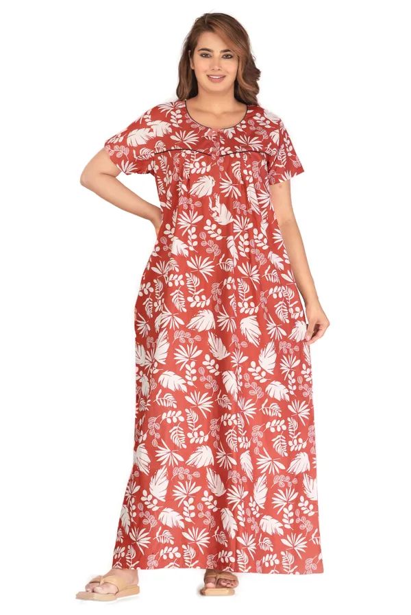 PineLeaf-Rust_Procian-Print_Pure_Cotton_NightGown