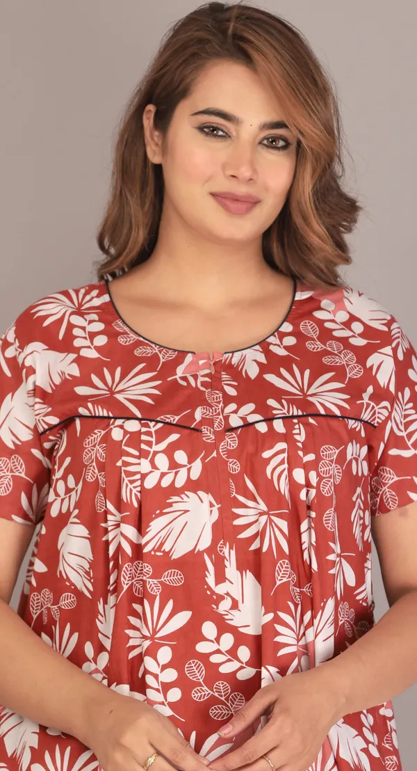 PineLeaf-Rust_Procian-Print_Pure_Cotton_NightGown