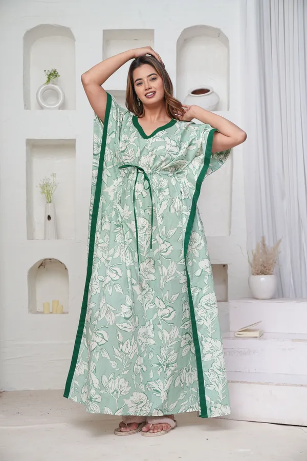 Pastel_Flower_Mint_LoungeWear_Pure_Cotton_Kaftan