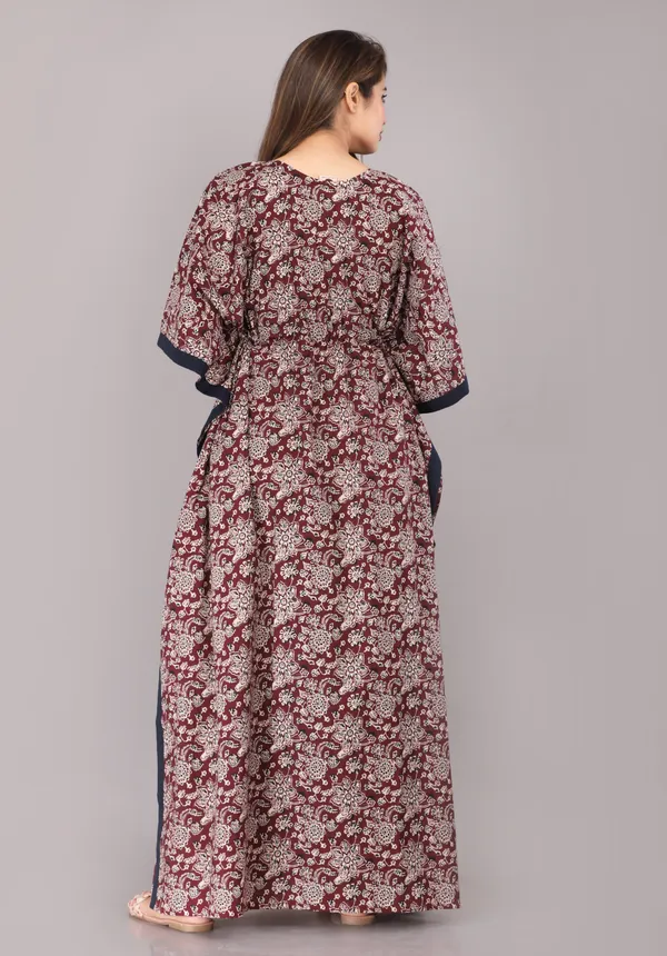 Chakra-Flower-Maroon_LoungeWear_Pure_Cotton_Kaftan