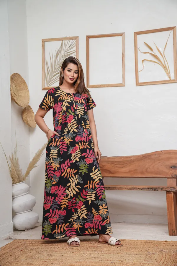 Neem_Leaves_Black_Discharge-Print_Pure_Cotton_NightGown