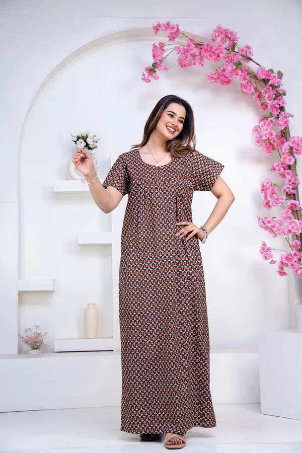Mango-buti-Coffee_Procian-Print_Pure_Cotton_NightGown